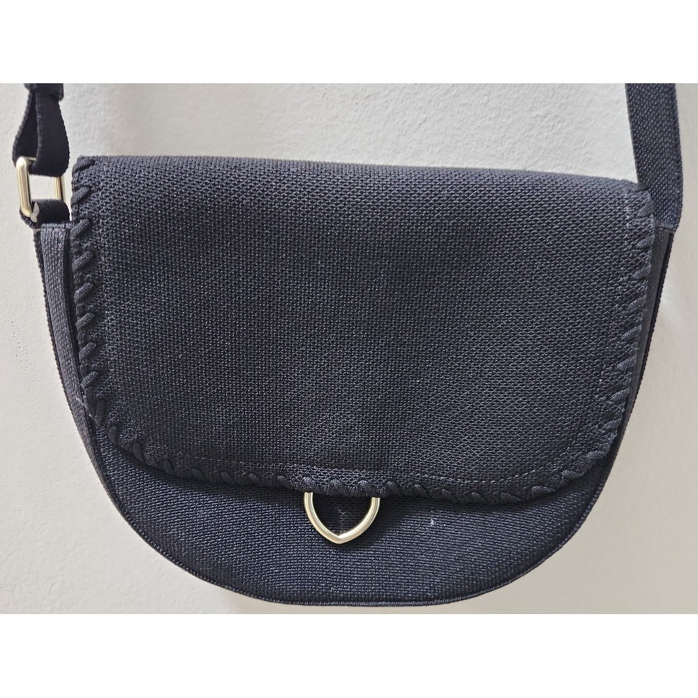 Rothy's The Saddle Bag Black Crossbody Recycled Knit Pre-Owned Excellent